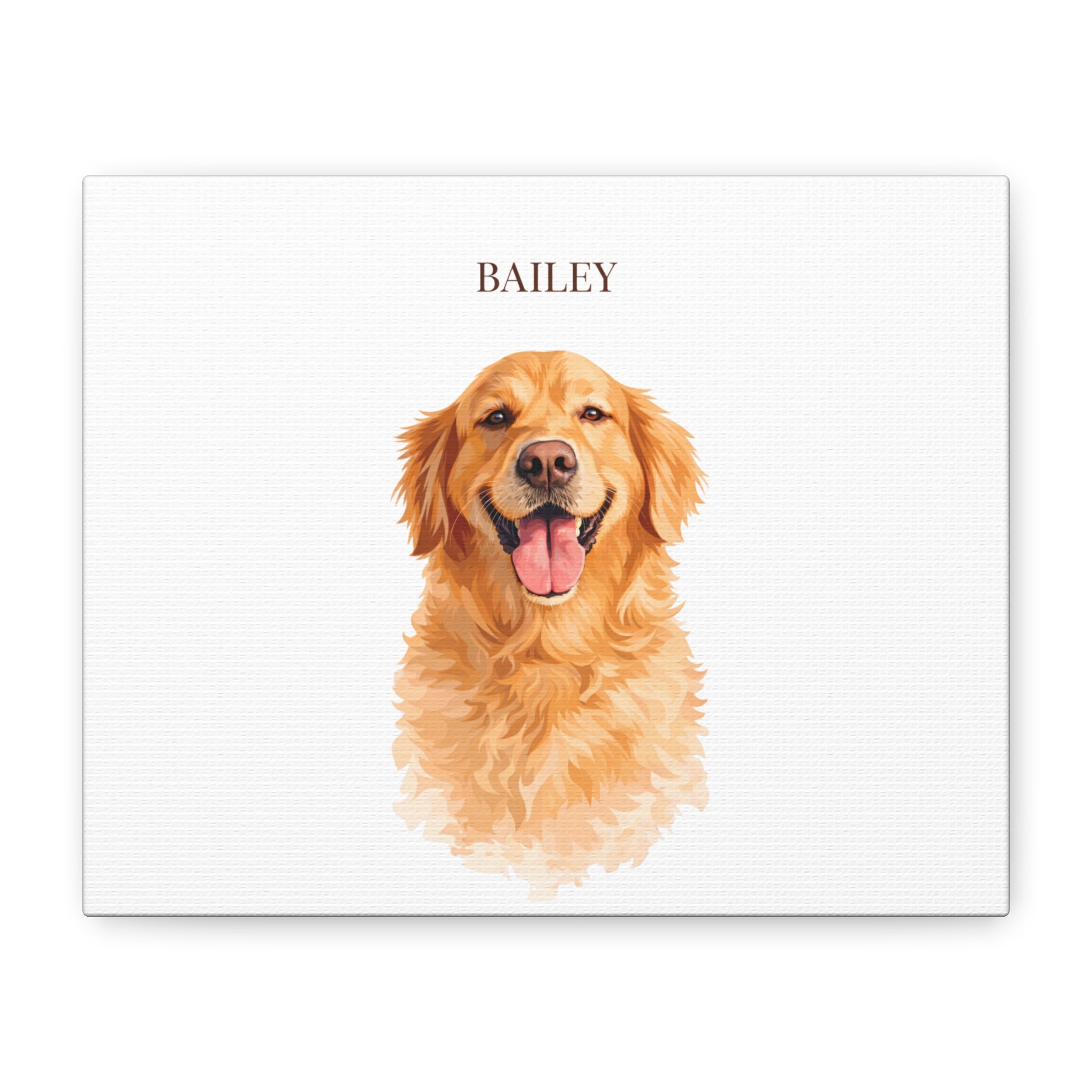 Personalized Dog Portrait Canvas - Custom Pet Name Golden Retriever Wall Art