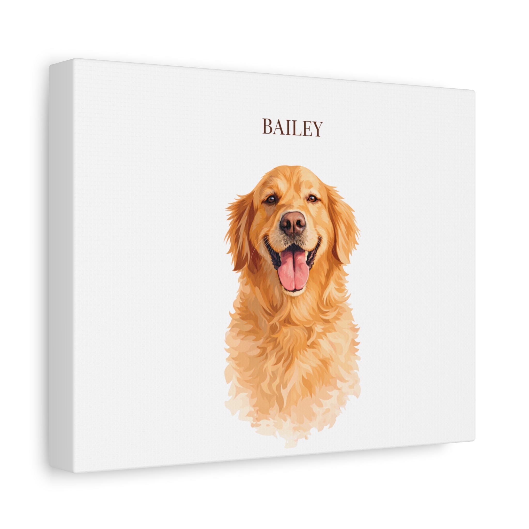 Personalized Dog Portrait Canvas - Custom Pet Name Golden Retriever Wall Art